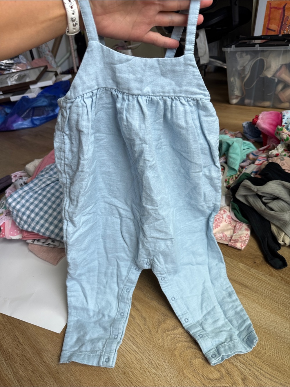 Nordstrom Light Blue Cotton Romper Overalls